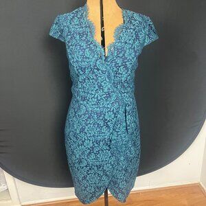 Vince Camuto Teal Dress Lace Overlay
